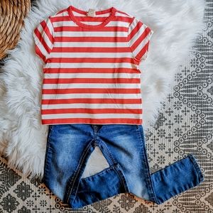 Forever 21 Red Stripe Crop T-shirt  Girls Size 5/6